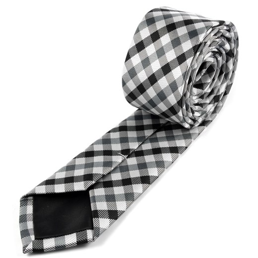 Czarno-biały krawat w kratkę Trendhim   
