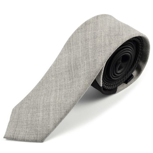 Jasnoszary stylowy krawat z wełny Trendhim   