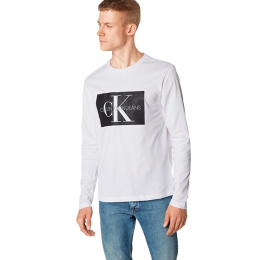 T-shirt męski biały Calvin Klein z długim rękawem 