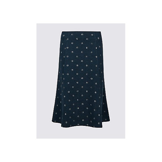 Spotted Jersey A-Line Midi Skirt  Marks & Spencer   Marks&Spencer