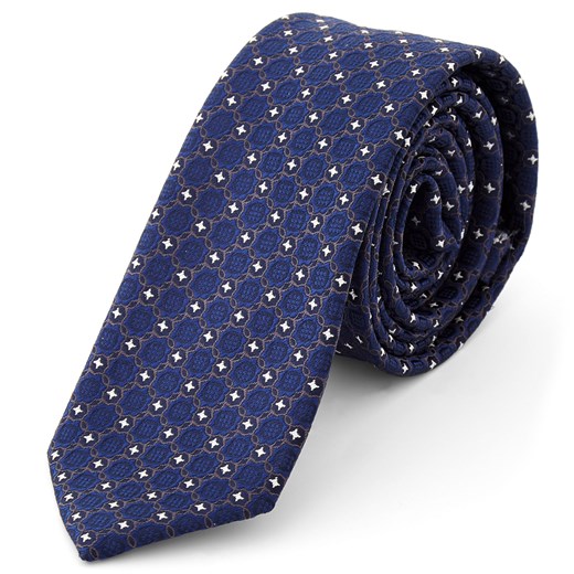 Niebieski krawat z tkaniny dekoracyjnej Trendhim   