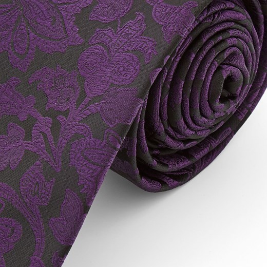 Fioletowo-czarny krawat z poliestru w barokowym stylu  Trendhim  