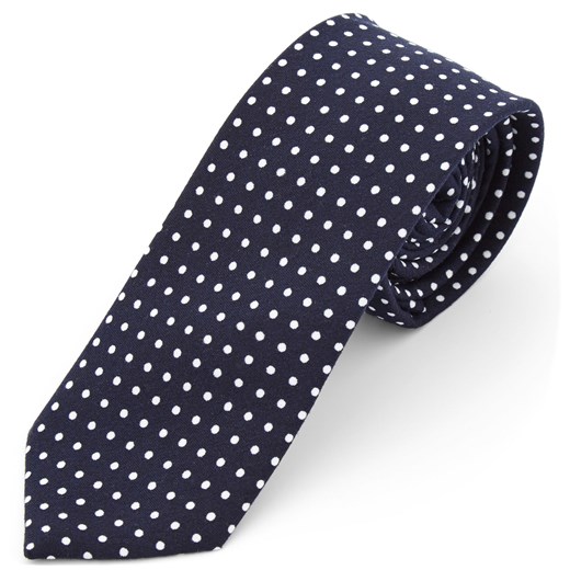 Granatowy krawat z poliestru w grochy  Trendhim  