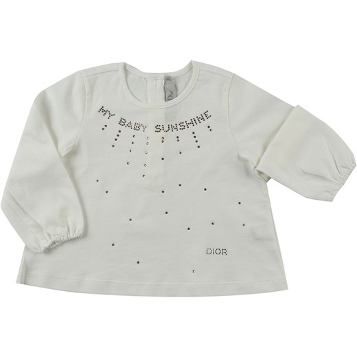 Baby Dior Koszulka Niemowlęca dla Dziewczynek Na Wyprzedaży, Biały, Bawełna, 2019, 12M 2Y 6M 9M