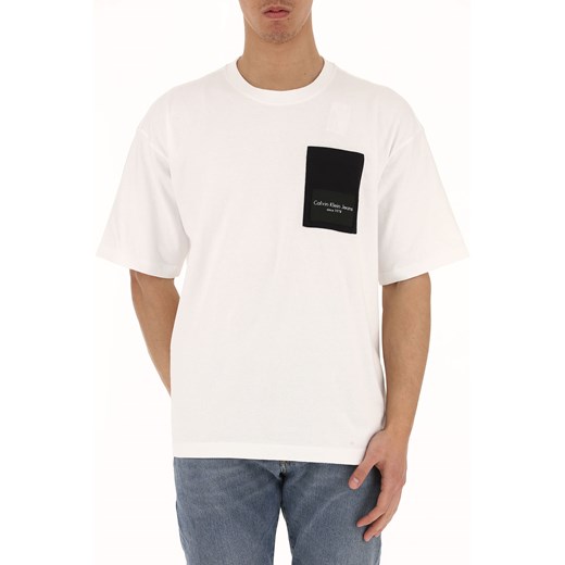 Calvin Klein Koszulka dla Mężczyzn Na Wyprzedaży w Dziale Outlet, biały, Bawełna, 2019, L M