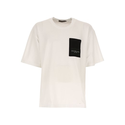 Calvin Klein Koszulka dla Mężczyzn Na Wyprzedaży w Dziale Outlet, biały, Bawełna, 2019, L M