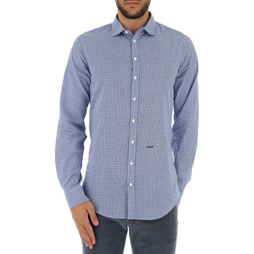 Dsquared Koszula dla Mężczyzn Na Wyprzedaży w Dziale Outlet, niebieski, Bawełna, 2019, L M