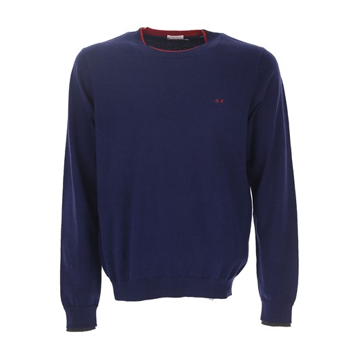 Sun68 Sweter dla Mężczyzn Na Wyprzedaży w Dziale Outlet, niebieski (Midnight Blue), Bawełna, 2019, L S