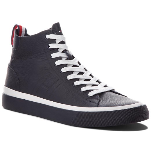 Sneakersy TOMMY HILFIGER - Unlined Mid Cut Leather Sneaker FM0FM01626 Midnight 403 Tommy Hilfiger  40 eobuwie.pl