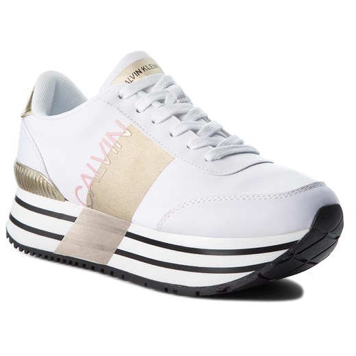 Sneakersy CALVIN KLEIN JEANS - Coretta RE9807 White/Gold  Calvin Klein 40 eobuwie.pl