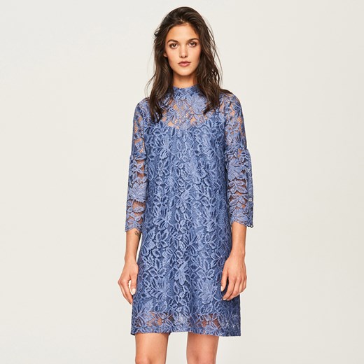 Reserved - Koronkowa sukienka ze stójką - Niebieski Reserved  36 