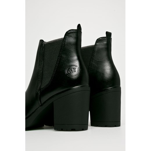 Marco Tozzi botki na obcasie czarne eleganckie bez zapięcia bez wzorów na zimę 
