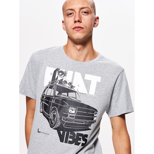 Cropp - Koszulka z nadrukiem z kolekcji cars - Jasny szary Cropp  XXL 
