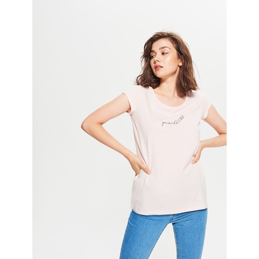 Cropp - Koszulka z nadrukiem - Różowy Cropp  XL 