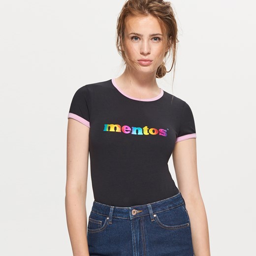 Cropp - Body z logo mentos - Czarny Cropp XS okazja