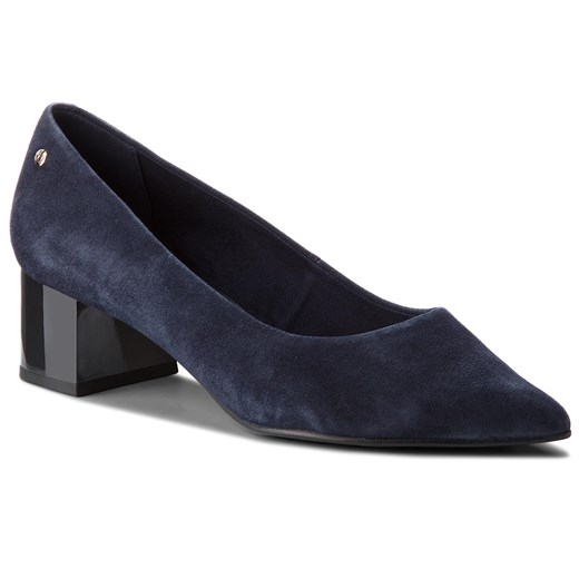Półbuty TOMMY HILFIGER - Elevated Suede Mid Heel Pump FW0FW03390  Tommy Navy 406 Tommy Hilfiger  36 eobuwie.pl