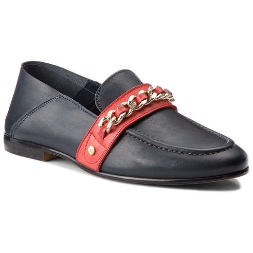Półbuty TOMMY HILFIGER - Chain Detail Corporate Loafer FW0FW03396  Tommy Navy 406  Tommy Hilfiger 39 eobuwie.pl