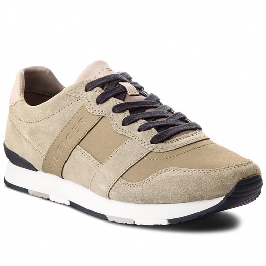 Sneakersy TOMMY HILFIGER - City Casual Material Mix Runner FM0FM01624  Taupe 255  Tommy Hilfiger 44 eobuwie.pl