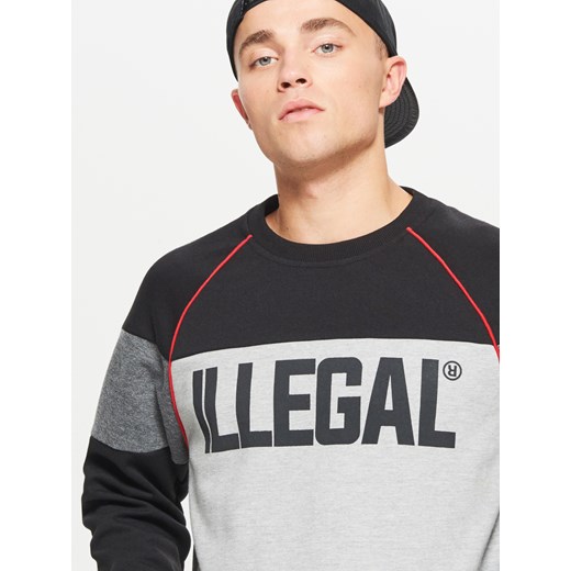 Cropp - Bluz z nadrukiem kolekcja illegal - Jasny szary Cropp L