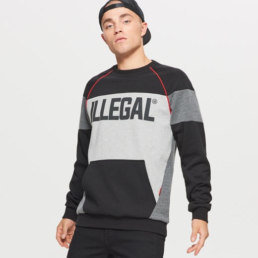Cropp - Bluz z nadrukiem kolekcja illegal - Jasny szary Cropp XS