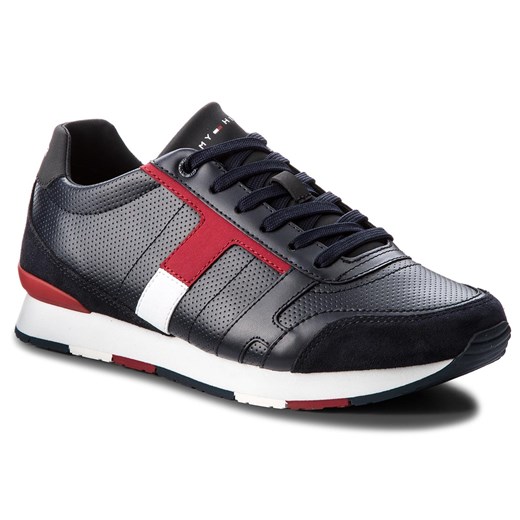 Sneakersy TOMMY HILFIGER - Corporate Leather Mix Sneaker  FM0FM01899 Midnight 403  Tommy Hilfiger 45 eobuwie.pl