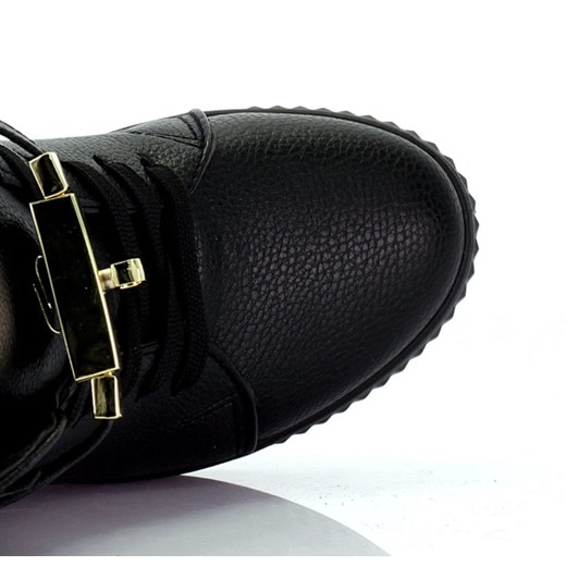 Czarne sneakersy na krytym koturnie Denneya - Obuwie