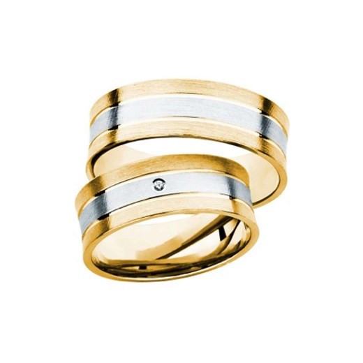 Obrączki ślubne: dwukolorowe złoto, wklęsłe, 7 mm
