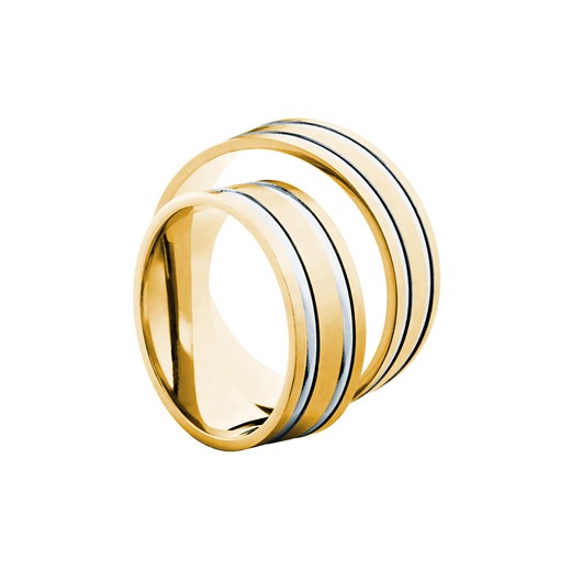 Obrączki ślubne: dwukolorowe złoto, płaskie, 7 mm