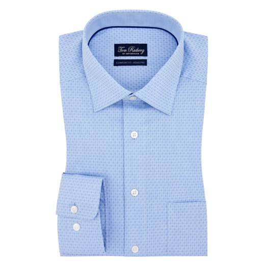 Tom Rusborg, Koszula biznesowa w drobny wzór, wersja bardzo długa Jasnoniebieski