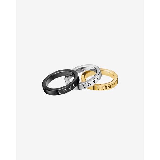 Calvin Klein Pierścień 3 szt Czarny Złoty Srebrny