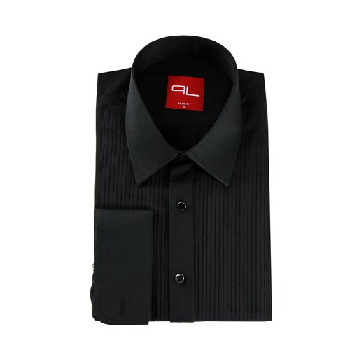 Koszula męska PLM-1X-112-C czarna, na spinki, SLIM FIT Pako Lorente L okazja