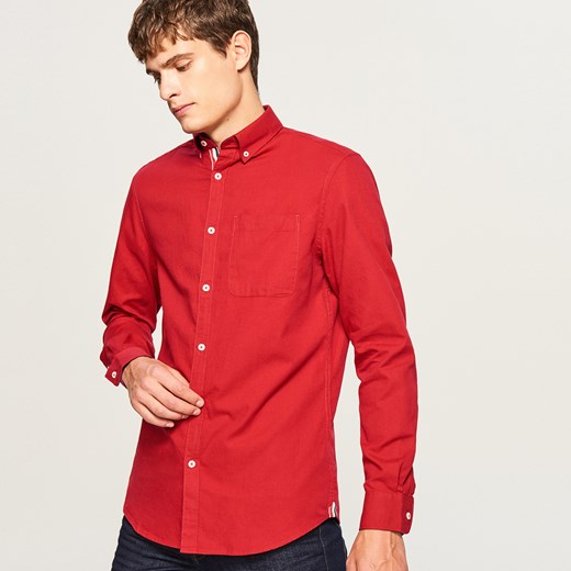 Reserved - Koszula regular fit z ozdobną taśmą na plisie - Czerwony