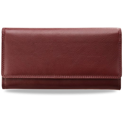Duży portfel damski visconti klasyczny wzór skóra naturalna - czerwony