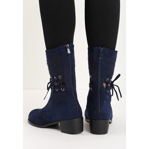 Granatowe Botki Tortonia  Multu 37 okazyjna cena Multu.pl  