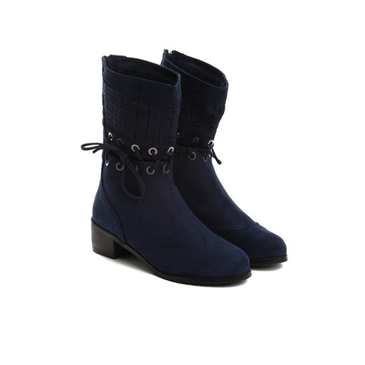 Granatowe Botki Tortonia Multu  40 wyprzedaż Multu.pl  