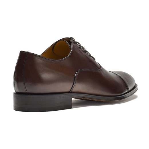 Eleganckie ciemne brązowe skórzane buty męskie typu Oxford Van Thorn   EleganckiPan.com.pl