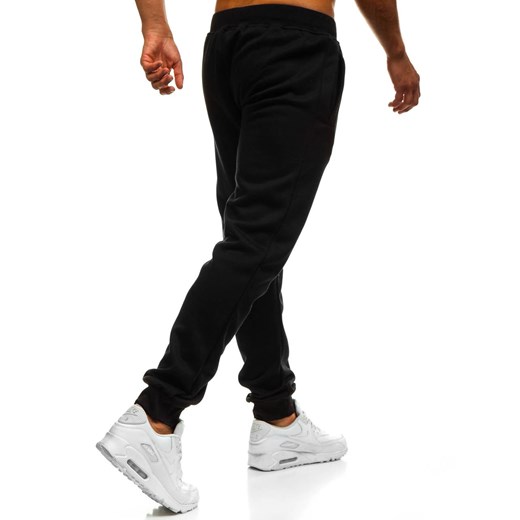 Spodnie męskie joggery dresowe czarne Denley XW01