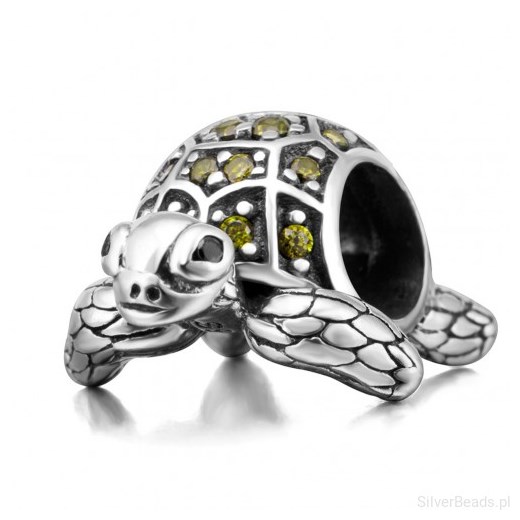 D906 Żółw charms koralik beads srebro 925