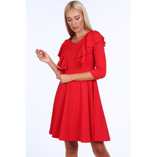 Sukienka z falbanami czerwona 1818  fasardi XL fasardi.com
