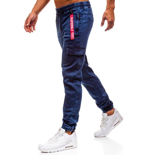 Spodnie jeansowe joggery męskie granatowe Denley Y268A Denley  M 