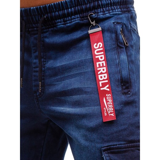 Spodnie jeansowe joggery męskie granatowe Denley Y268A  Denley 2XL 