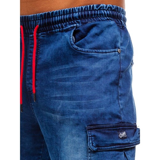 Spodnie jeansowe joggery męskie granatowe Denley Y231 Denley  L 