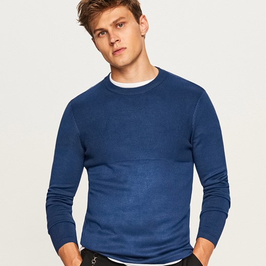 Reserved - Sweter ze ściągaczową górą - Niebieski  Reserved XL 