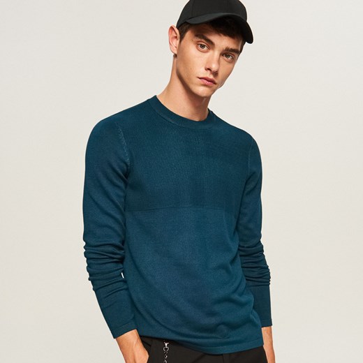 Reserved - Sweter ze ściągaczową górą - Turkusowy  Reserved M 