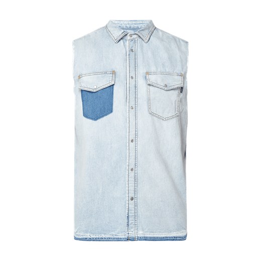 Koszula dżinsowa z efektem wybielania i listwą z zatrzaskami  Diesel M Fashion ID GmbH & Co. KG
