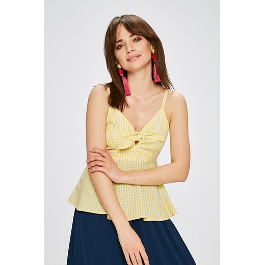Vero Moda bluzka damska żółta bawełniana w kratkę 