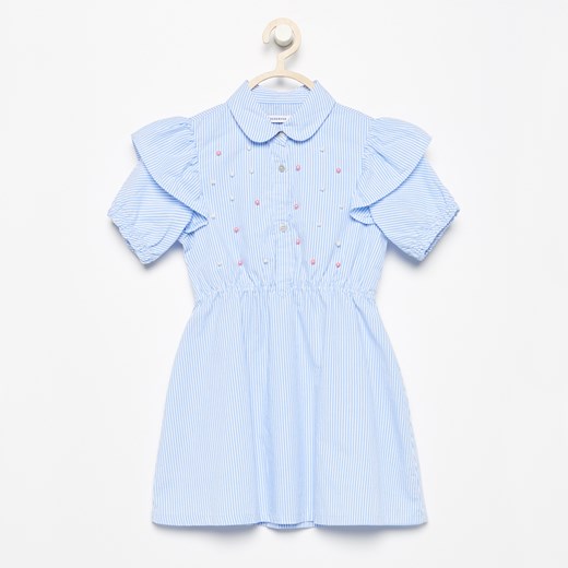 Reserved - Prążkowana sukienka z koralikami - Niebieski  Reserved 110 