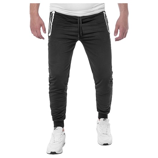Spodnie joggery dresowe C117 - czarne Risardi szary XL 