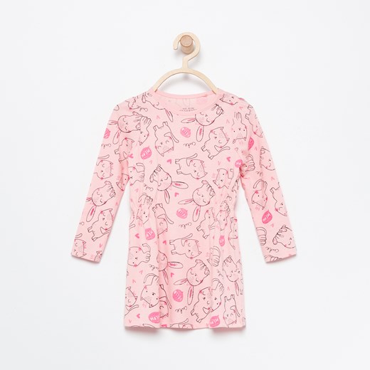 Reserved - Bawełniana sukienka z nadrukiem - Różowy  Reserved 74 