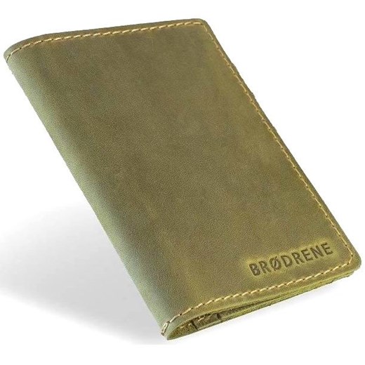 Skórzany cienki portfel slim wallet BRODRENE SW05 zielony Brødrene   Skorzana.com